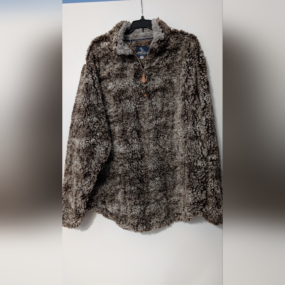 Simply Southern XXL Frosted Faux Fur Sherpa Quarter-Zip Pullover Jacket - Picture 1 of 9